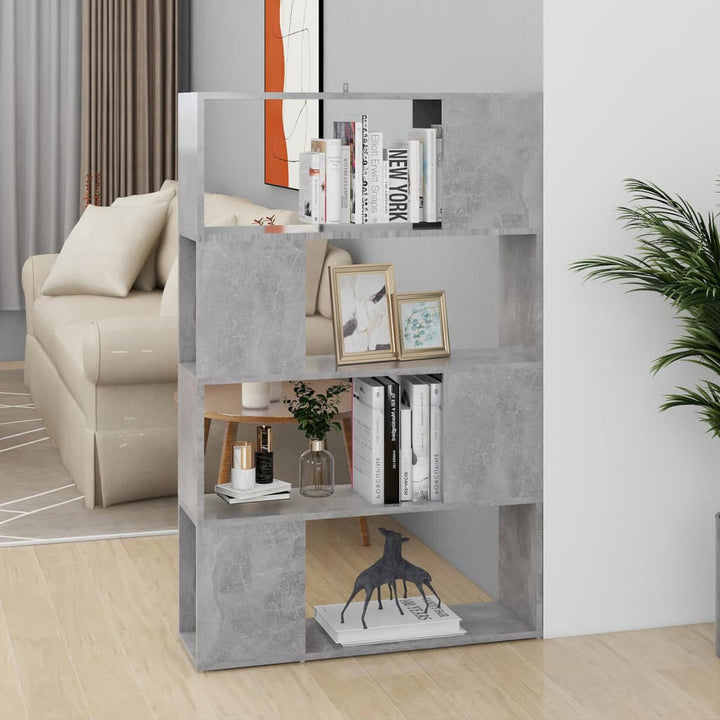 bogreol/rumdeler 80x24x124,5 cm konstrueret træ betongrå