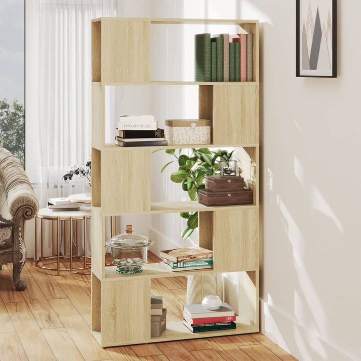 bogreol/rumdeler 80 x 24 x 155 cm konstrueret træ sonoma-eg