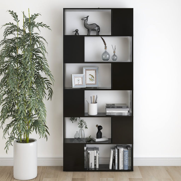 bogreol/rumdeler 80x24x186 cm konstrueret træ sort