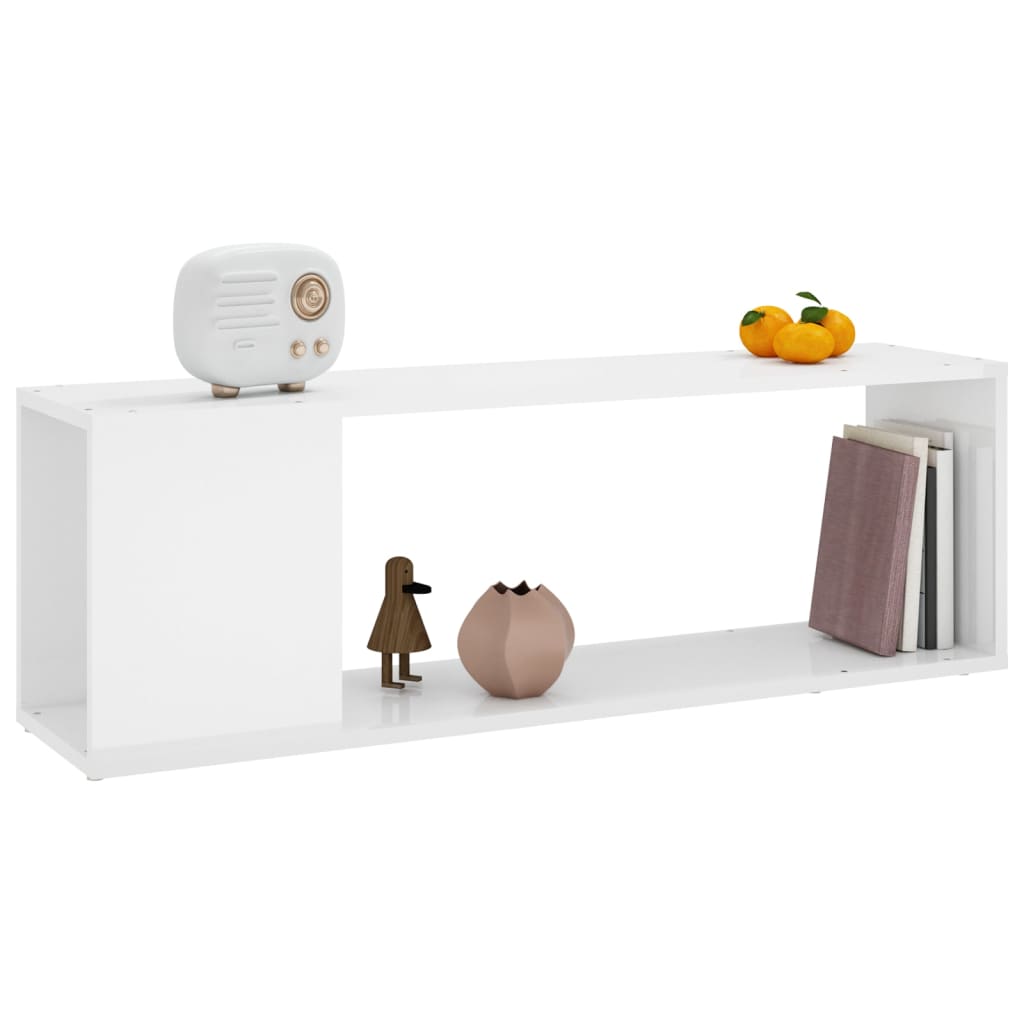 tv-bord 100x24x32 cm konstrueret træ hvid højglans