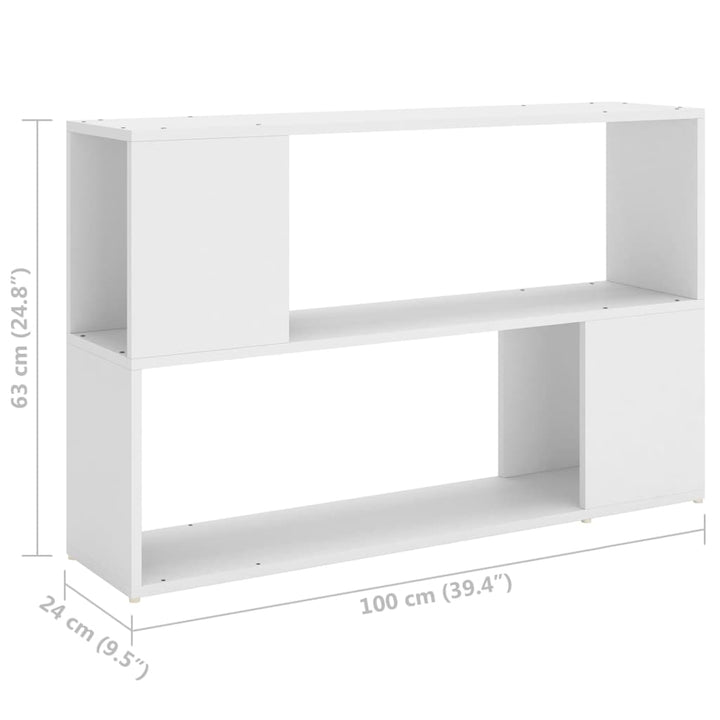 bogreol 100x24x63 cm konstrueret træ hvid