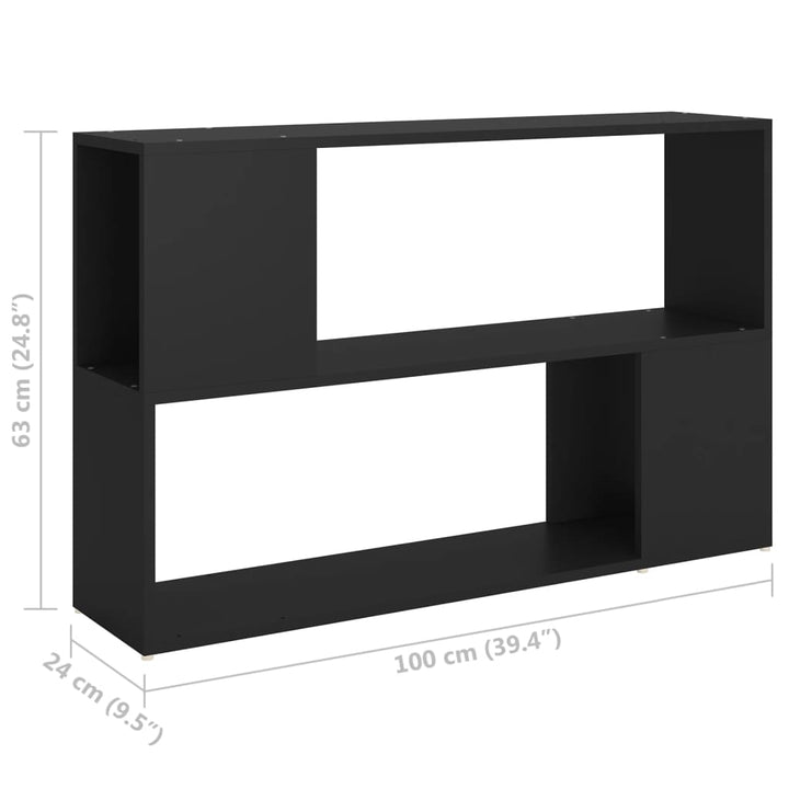 bogreol 100x24x63 cm konstrueret træ sort