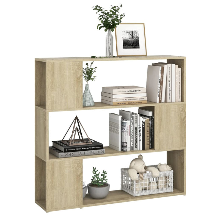 bogreol/rumdeler 100x24x94 cm konstrueret træ sonoma-eg