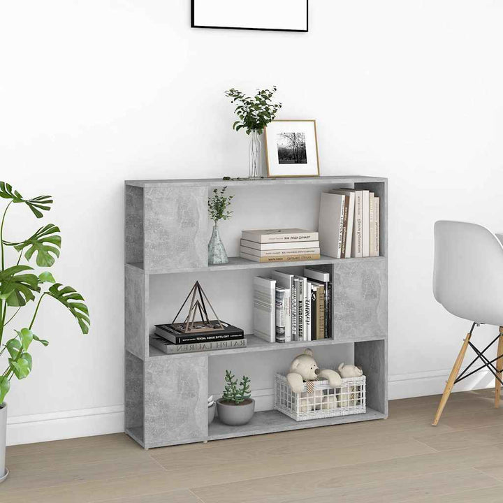 bogreol/rumdeler 100x24x94 cm konstrueret træ betongrå