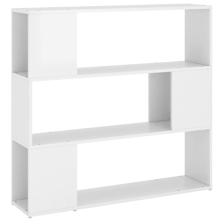 bogskab/rumdeler 100x24x94 cm konstrueret træ hvid højglans