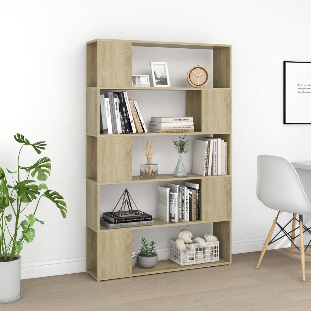 bogreol/rumdeler 100x24x155 cm konstrueret træ sonoma-eg