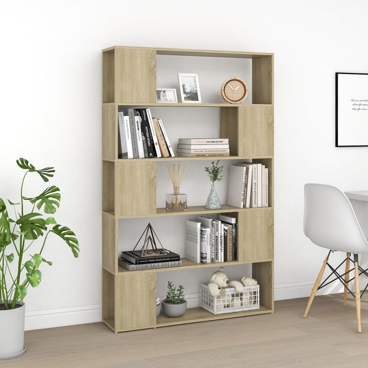 bogreol/rumdeler 100x24x155 cm konstrueret træ sonoma-eg