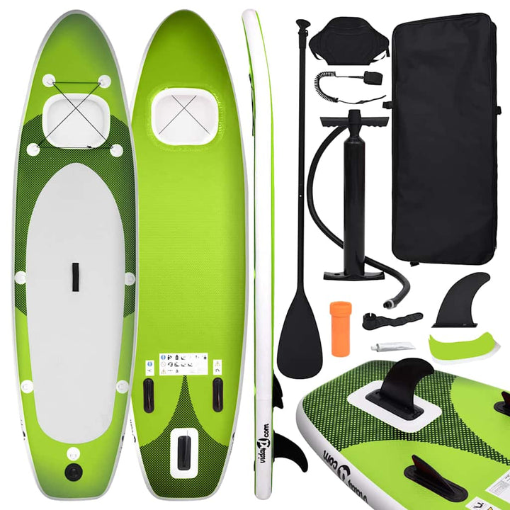 oppusteligt paddleboardsæt 300x76x10 cm grøn