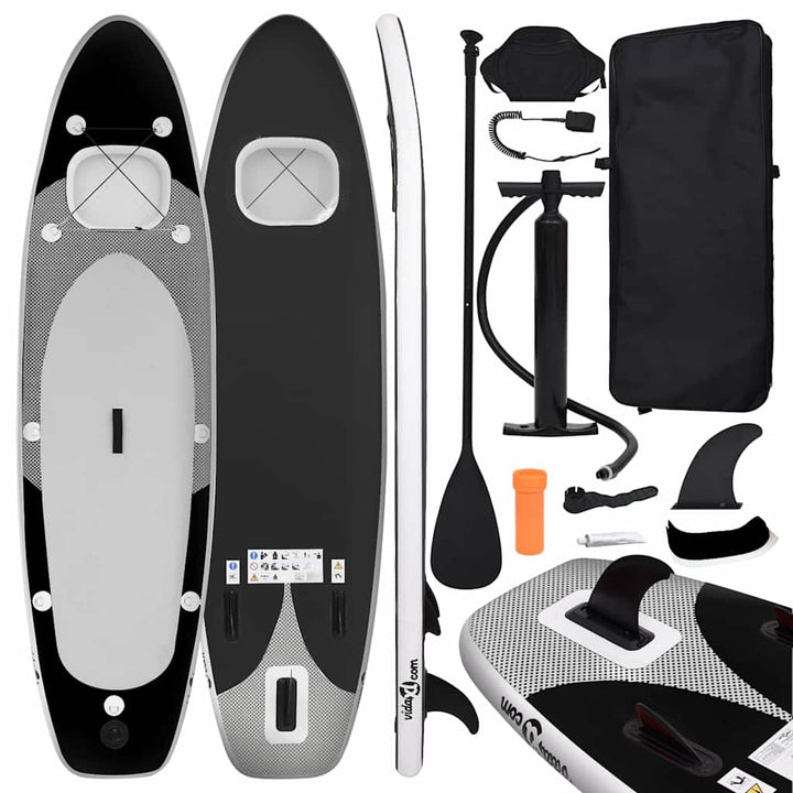 oppusteligt paddleboardsæt 300x76x10 cm sort