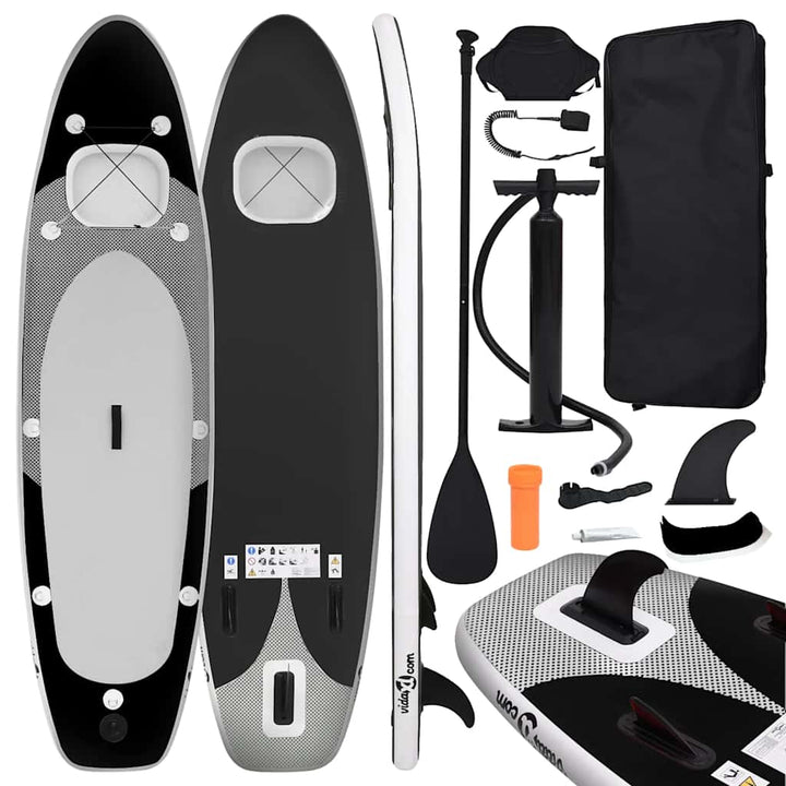 oppusteligt paddleboardsæt 330x76x10 cm sort