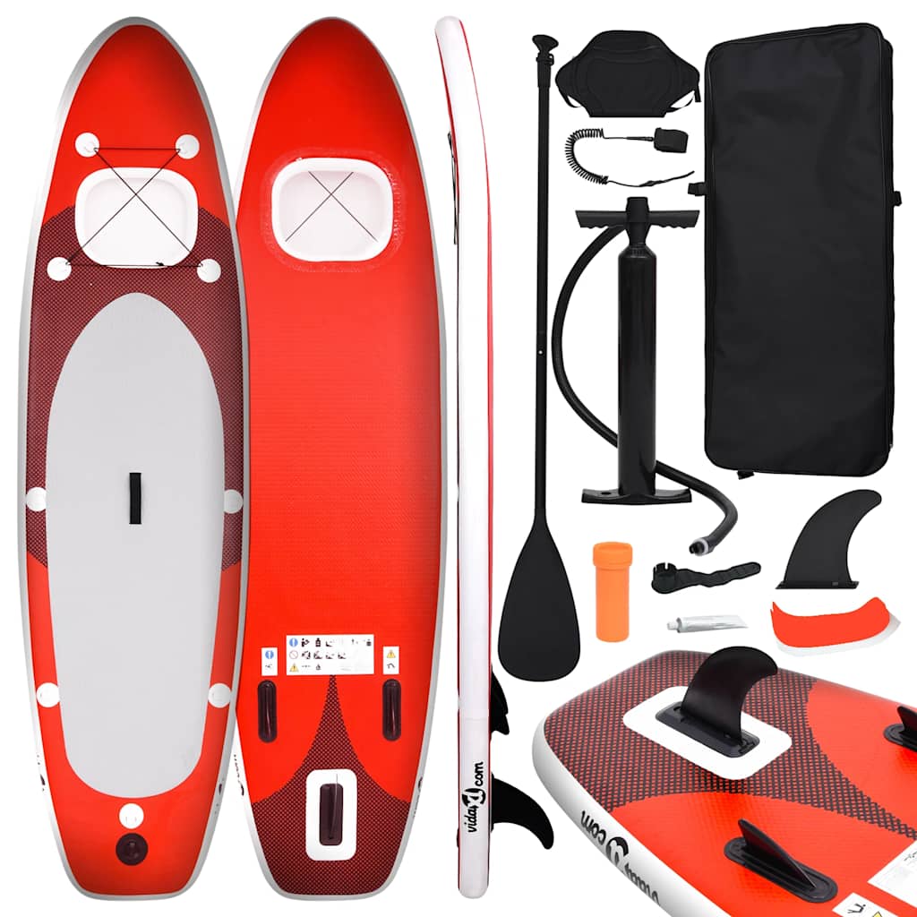 oppusteligt paddleboardsæt 360x81x10 cm rød