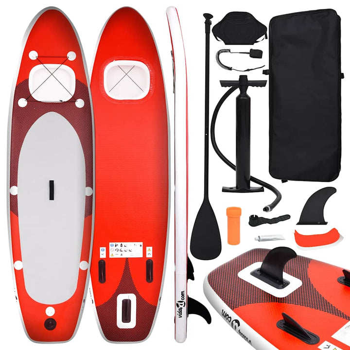 oppusteligt paddleboardsæt 360x81x10 cm rød