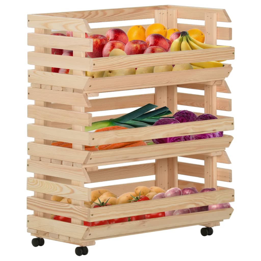 grøntsagsvogn 77x30x80 cm massivt fyrretræ