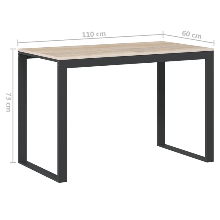 computerbord 110x60x73 cm spånplade sort og egetræ