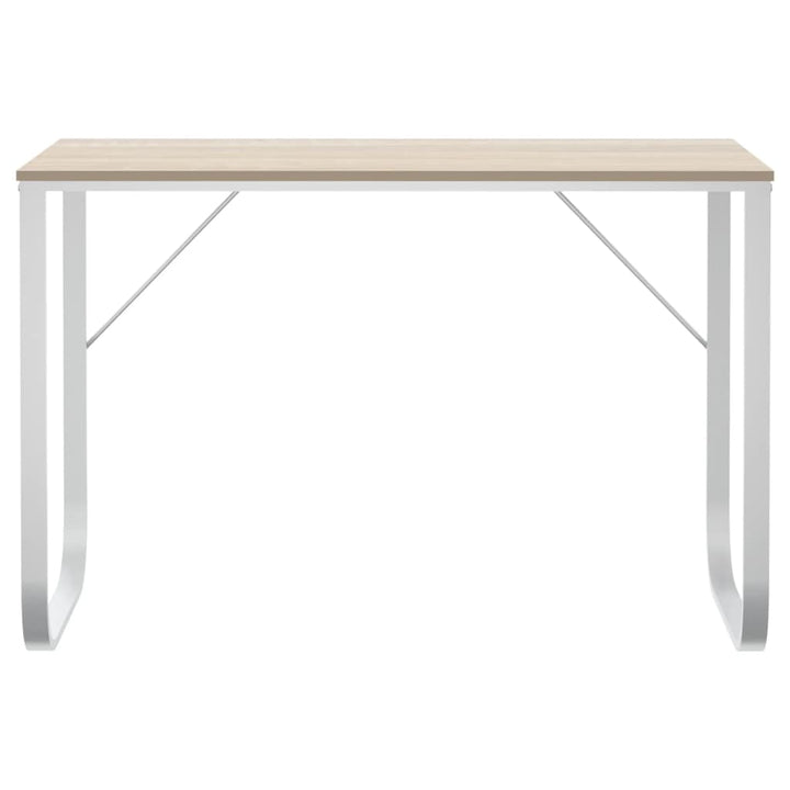 computerbord 110x60x73 cm spånplade hvid og egetræsfarvet