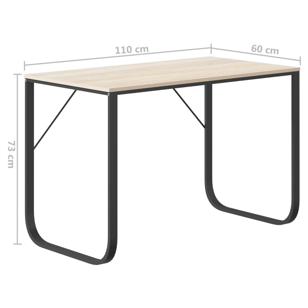 computerbord 110x60x73 cm spånplade sort og egetræ
