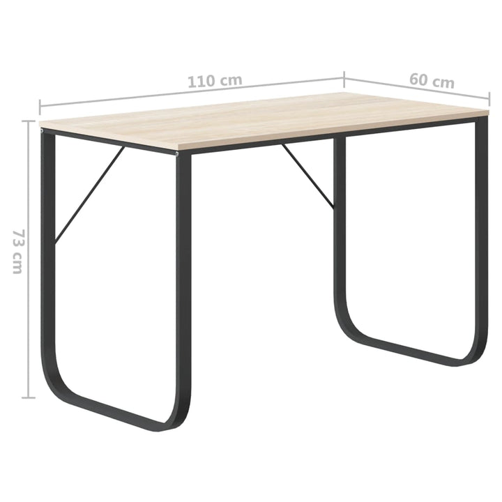 computerbord 110x60x73 cm spånplade sort og egetræ