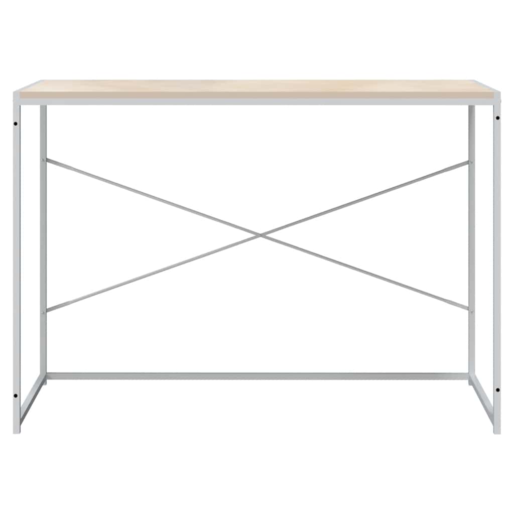 computerbord 110x60x70 cm konstrueret træ hvid og egetræsfarvet