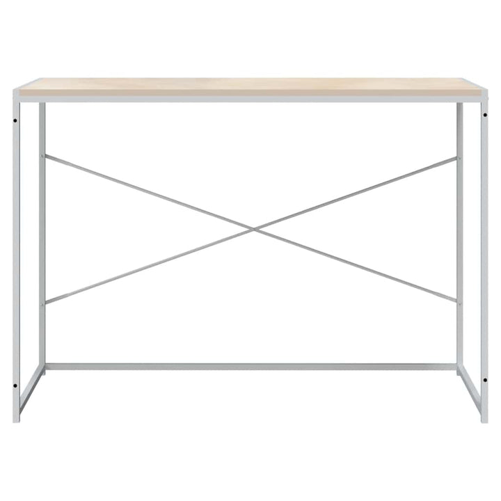 computerbord 110x60x70 cm konstrueret træ hvid og egetræsfarvet