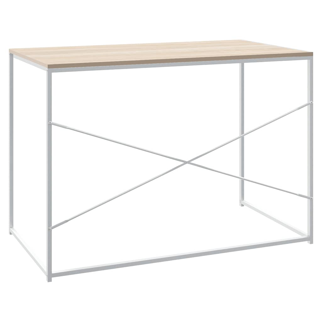 computerbord 110x60x70 cm konstrueret træ hvid og egetræsfarvet