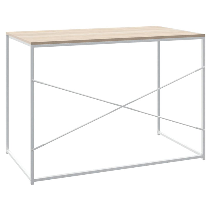 computerbord 110x60x70 cm konstrueret træ hvid og egetræsfarvet