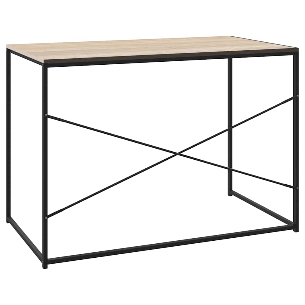 computerbord 110x60x70 cm konstrueret træ sort og egetræsfarvet