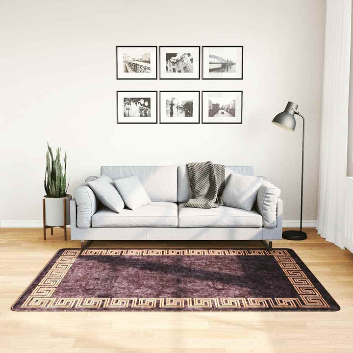 gulvtæppe 120x180 cm vaskbart sort og guld