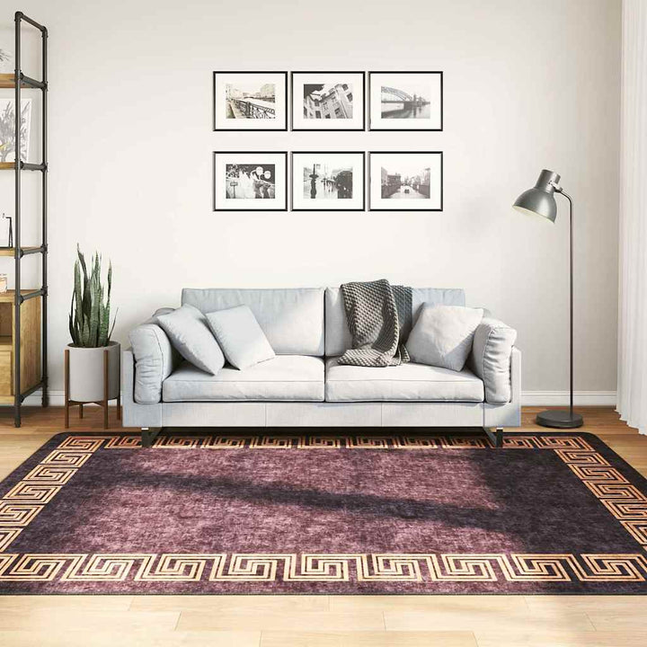 gulvtæppe 160x230 cm vaskbart sort og guld