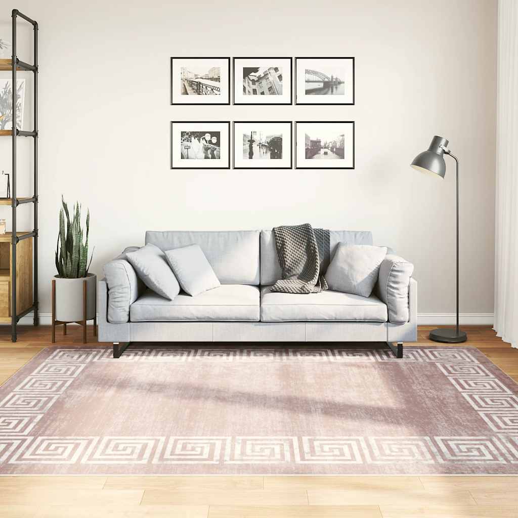 gulvtæppe 160x230 cm skridsikkert og vaskbart beige