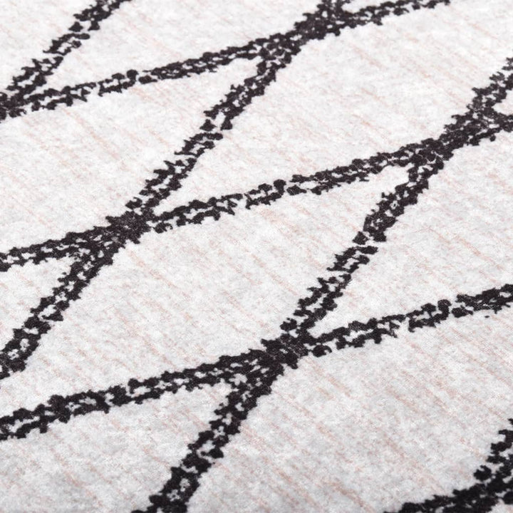 gulvtæppe 80x300 cm vaskbart sort og hvid