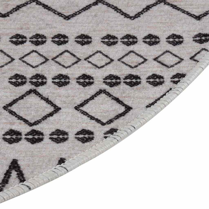 gulvtæppe φ120 cm vaskbart sort og hvid