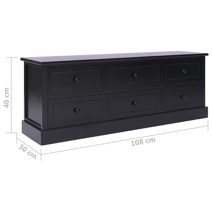 tv-bord 108x30x40 cm massivt kejsertræ sort