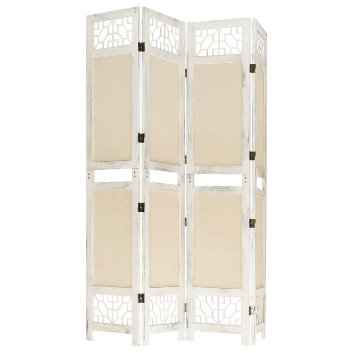 4-panels rumdeler 140x165 cm stof cremefarvet