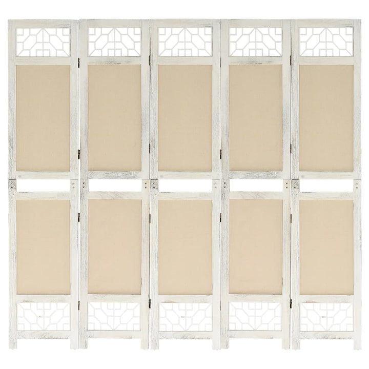 5-panels rumdeler 175x165 cm stof cremefarvet