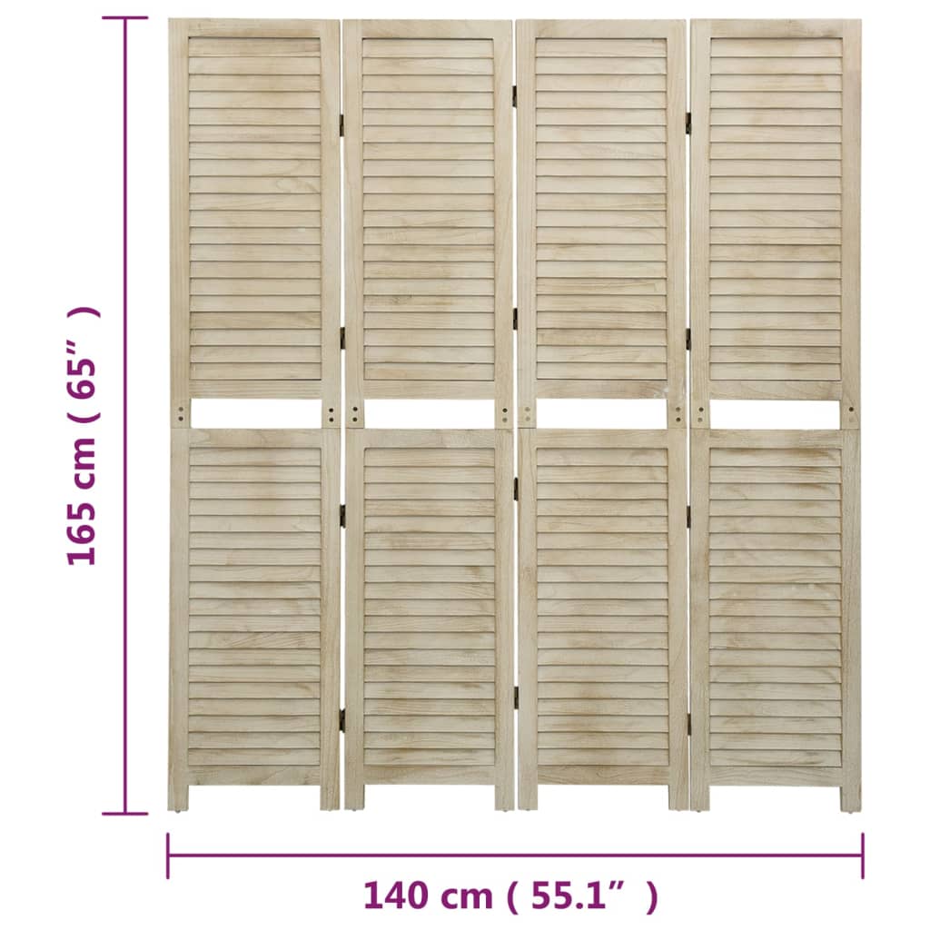 4-panels rumdeler 140x165 cm massivt kejsertræ