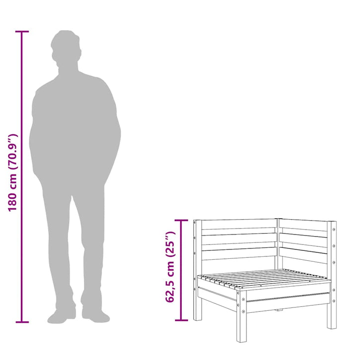 hjørnemodul til havesofa massivt fyrretræ
