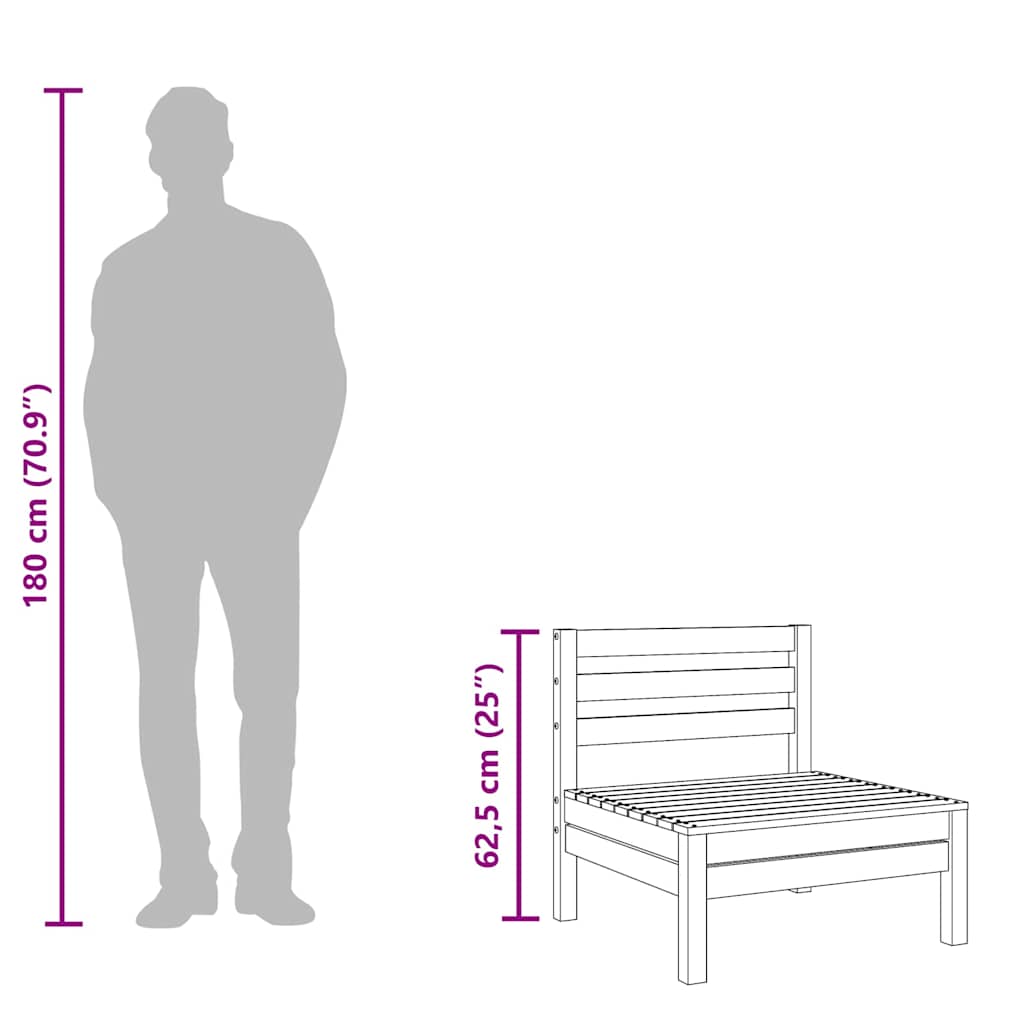 midtermodul til havesofa massivt fyrretræ grå