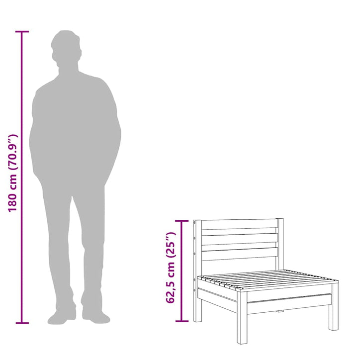 midtermodul til havesofa massivt fyrretræ grå