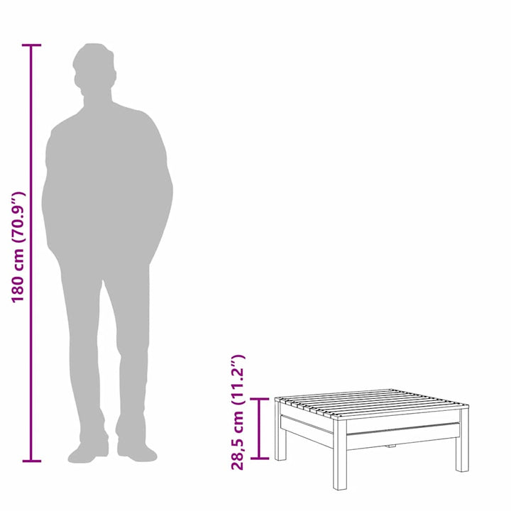 haveskammel massivt fyrretræ sort