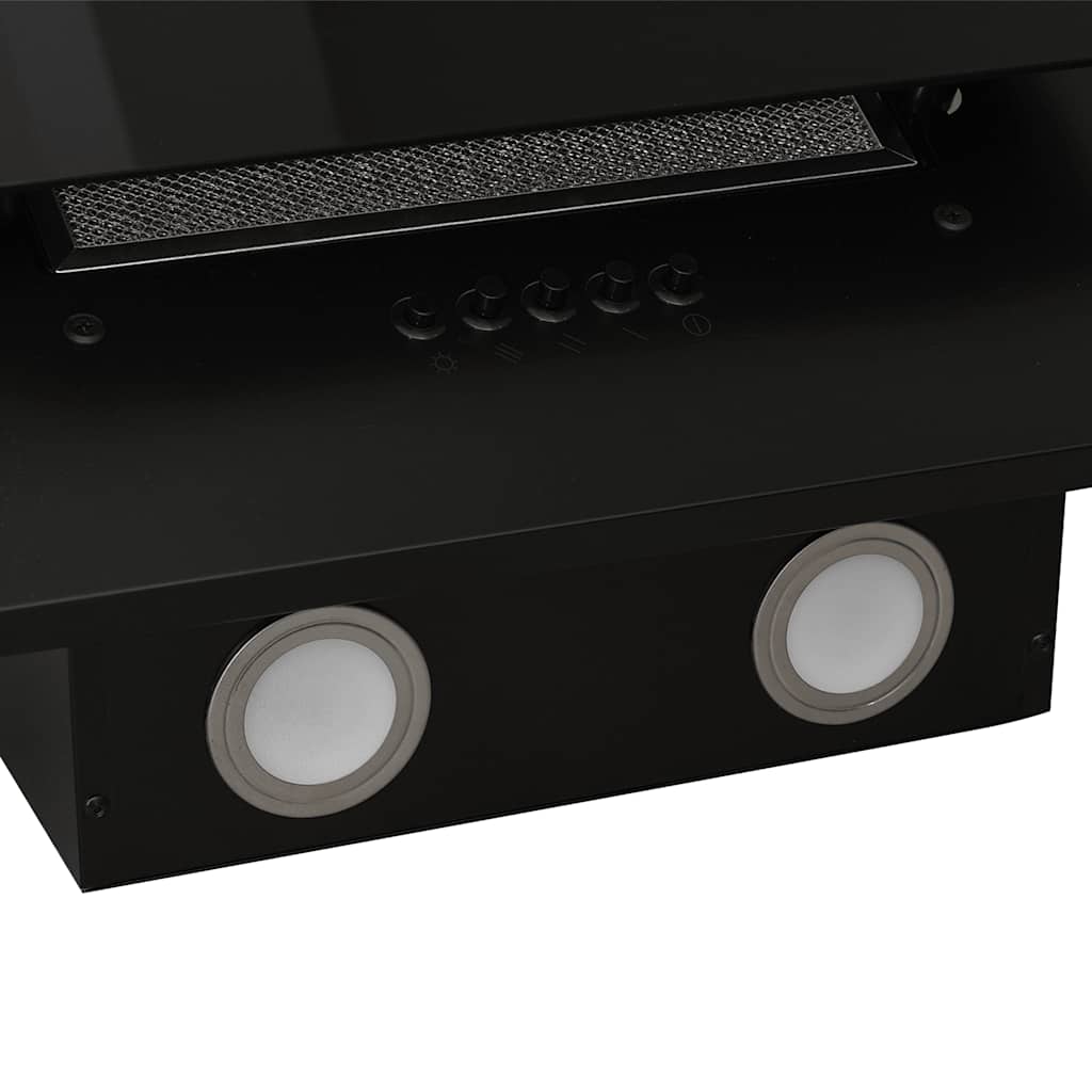 væghængt emhætte 60 cm rustfrit stål og hærdet glas sort