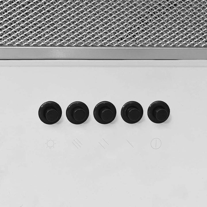 væghængt emhætte 60 cm rustfrit stål og hærdet glas hvid