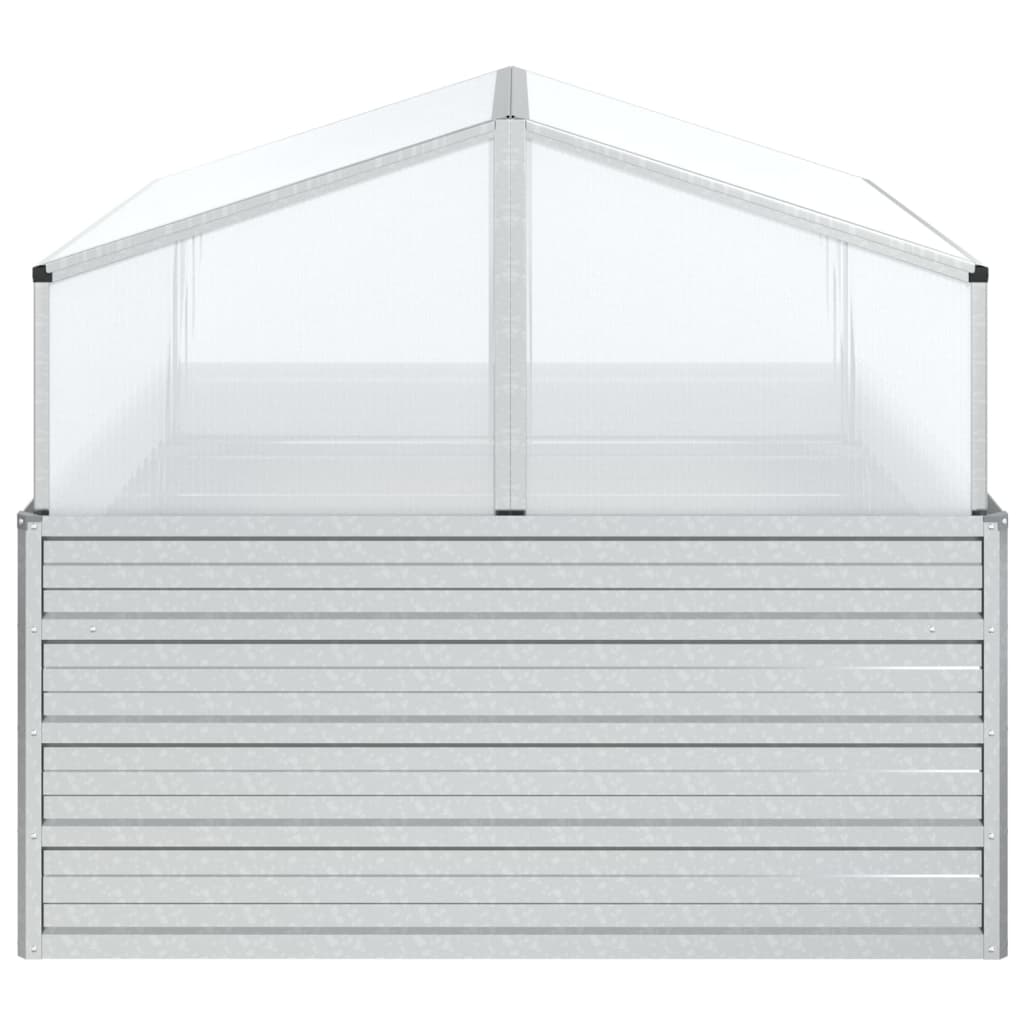 højbed med drivhus 100x100x85 cm sølvfarvet