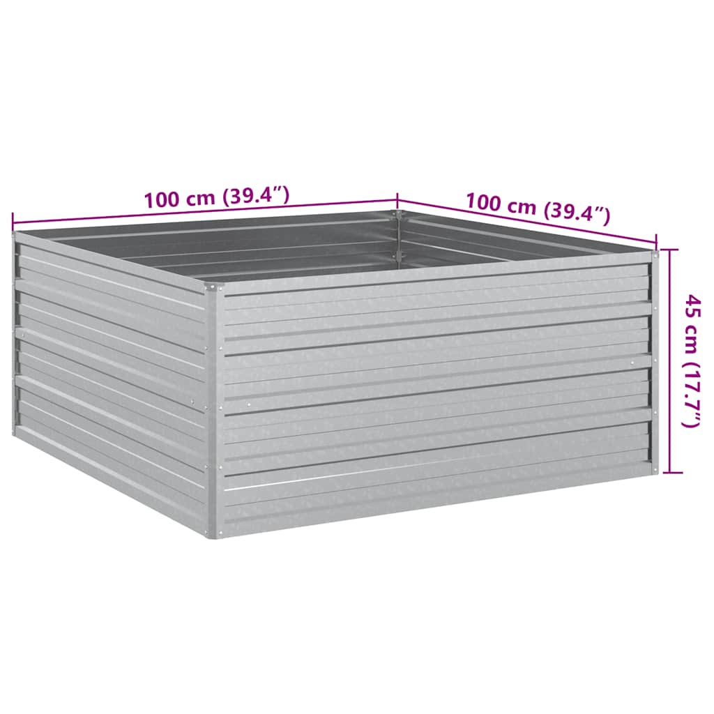 højbed 100x100x45 cm galvaniseret stål sølvfarvet