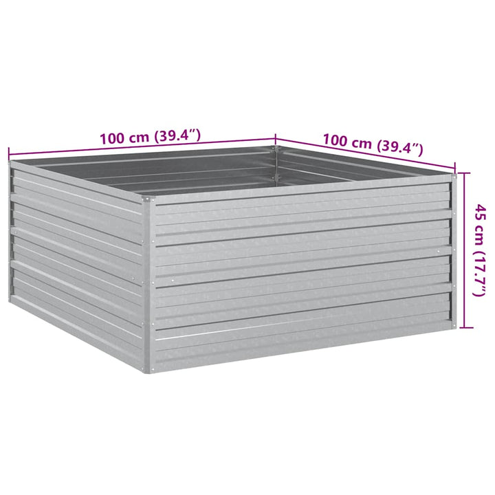 højbed 100x100x45 cm galvaniseret stål sølvfarvet