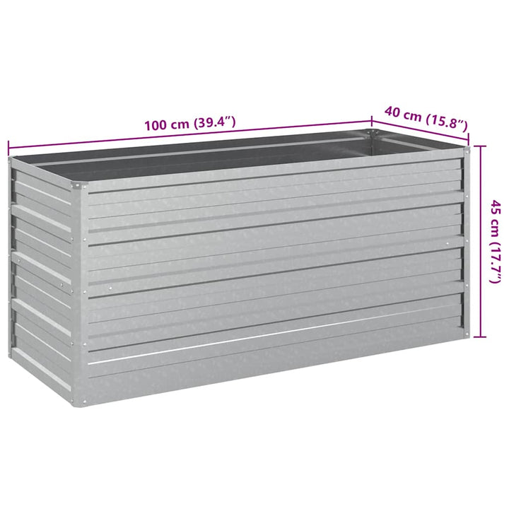 højbed 100x40x45 cm galvaniseret stål sølvfarvet