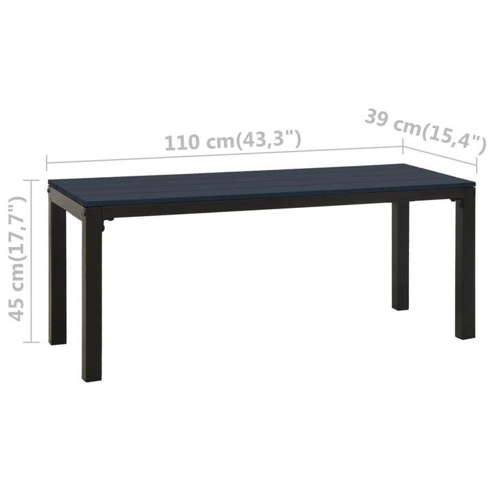 havebænk 110 cm stål og WPC sort