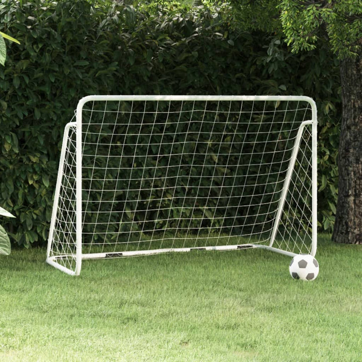 fodboldmål med net 180x90x120 cm stål hvid