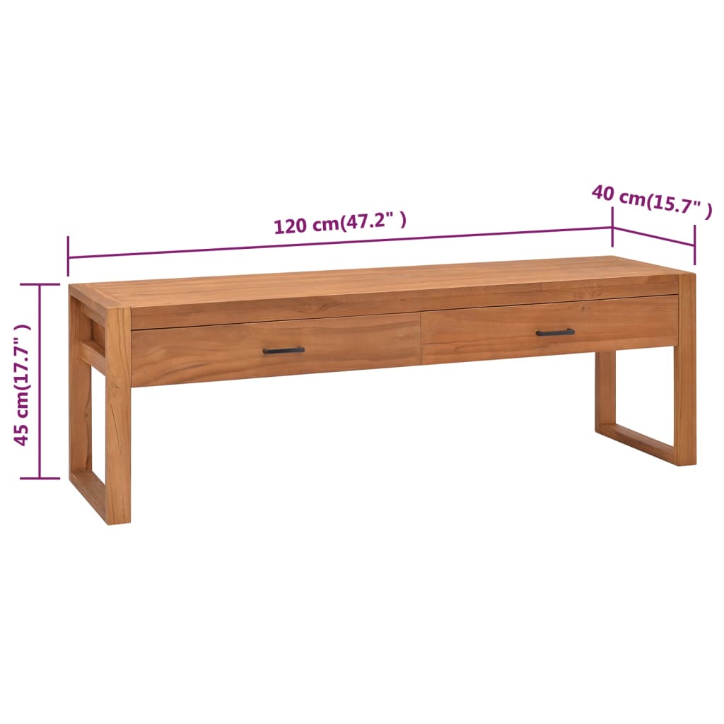 tv-bord 120x40x45 cm massivt teaktræ