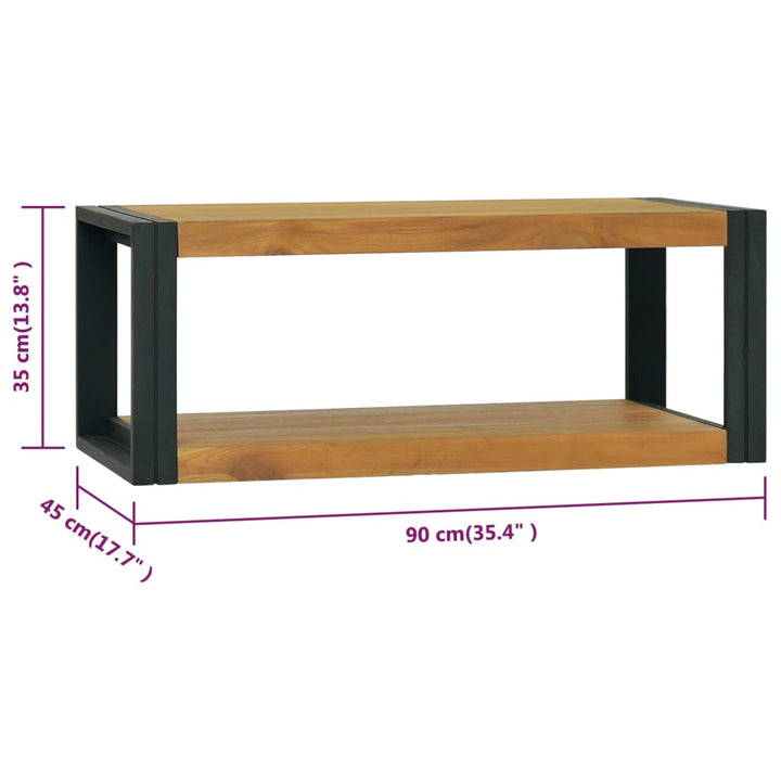 væghængt badeværelsesskab 90x45x35 cm massivt teaktræ