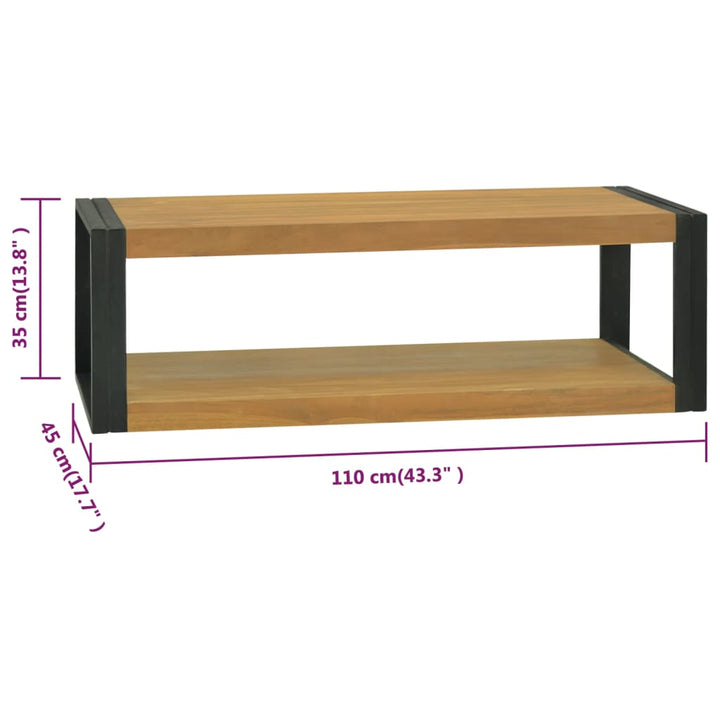 væghængt badeværelsesskab 110x45x35 cm massivt teaktræ